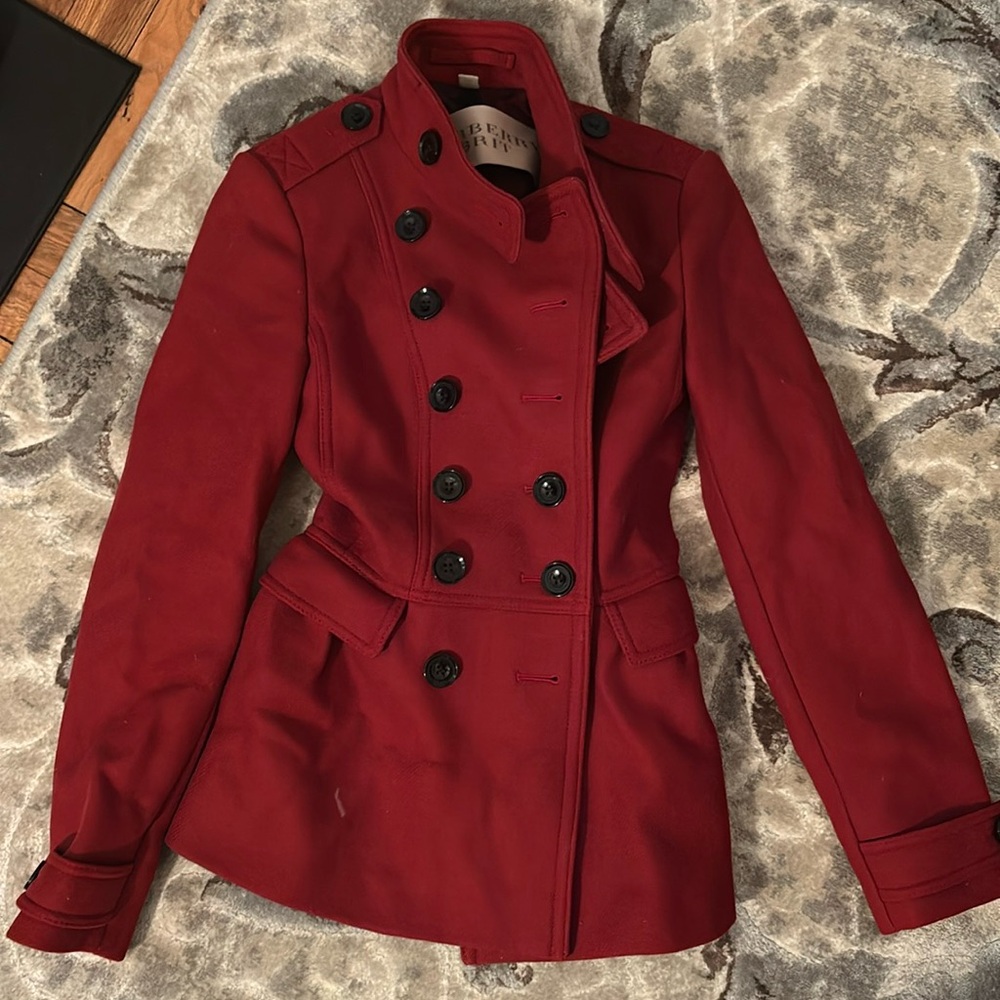 Burberry Brit red pea coat size 2
